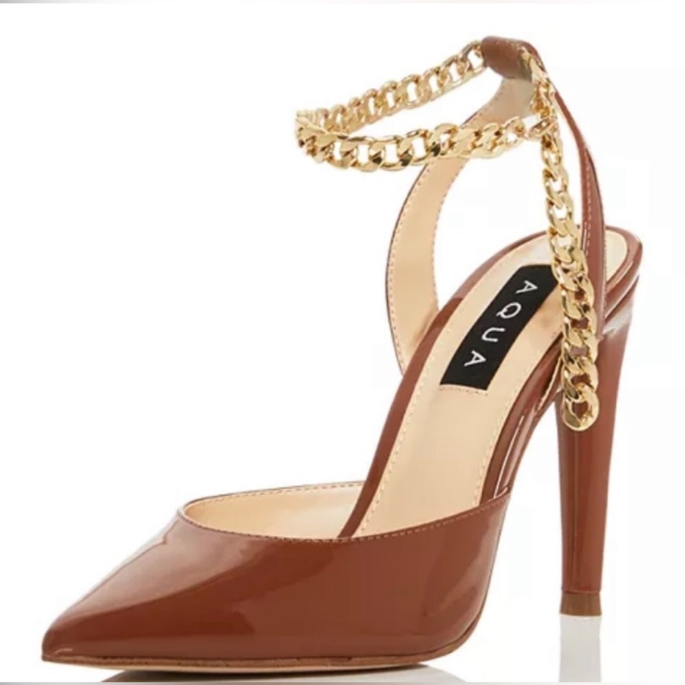 Aqua Womens Alive Stiletto Pumps Ankle Strap - Camel